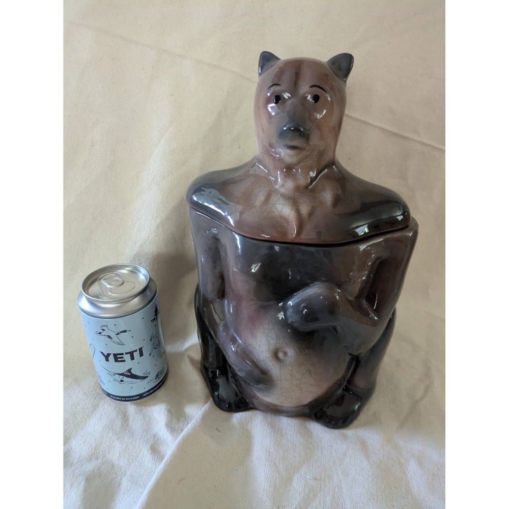 McCoy Big Brown Hungry Bear Classics Ceramic Cookie Weird Jar As Is